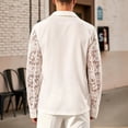thumbnail image 5 of ShomPort Men's Button Down Shirt Floral Lace See Through Patchwork Collared Long Sleeve Clubwear Going Out Outfits, 5 of 6