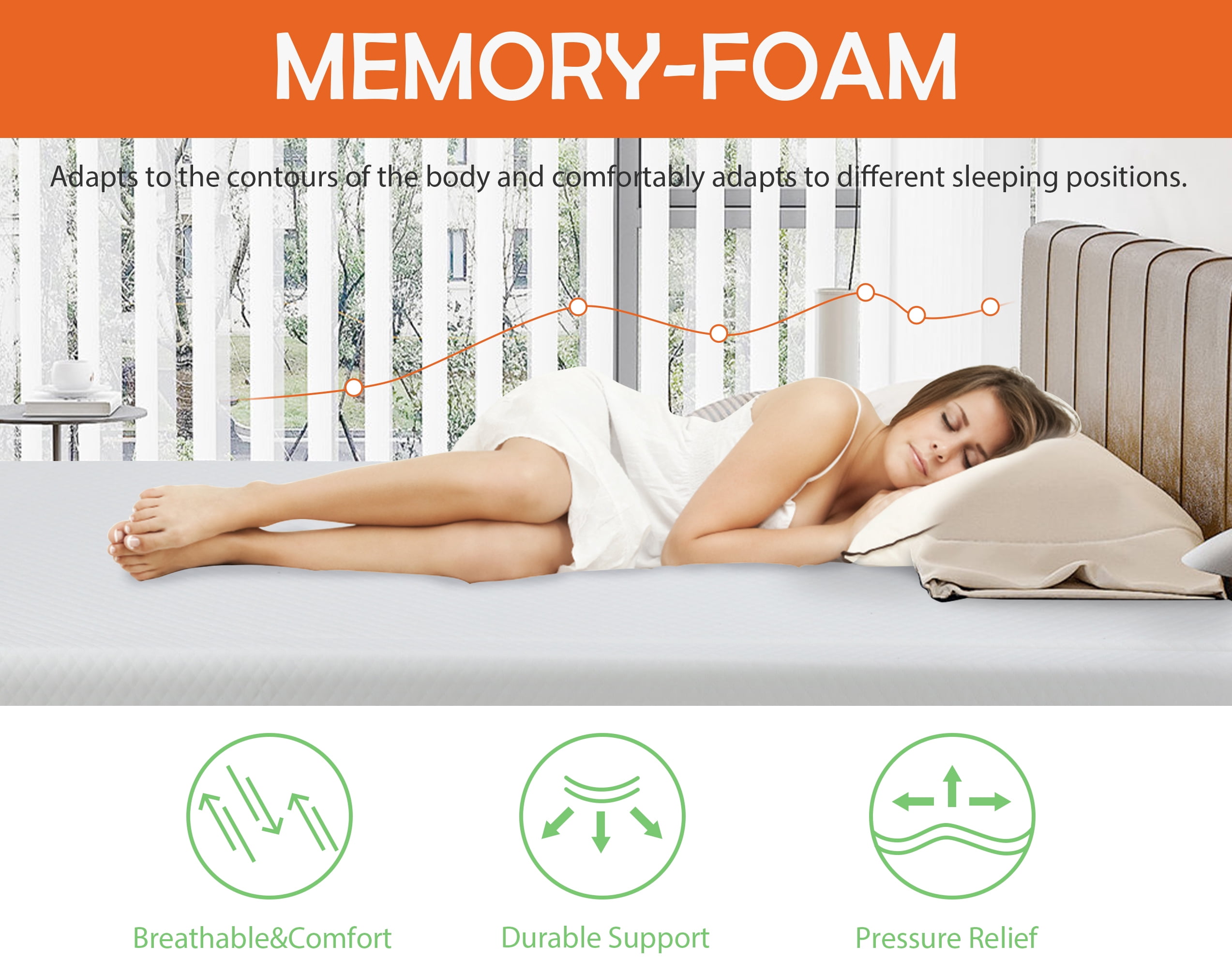 YRLLENSDAN 5 Inch Gel Memory Foam Mattress Medium Firm Mattresses Bed-in-a-Box, Twin XL