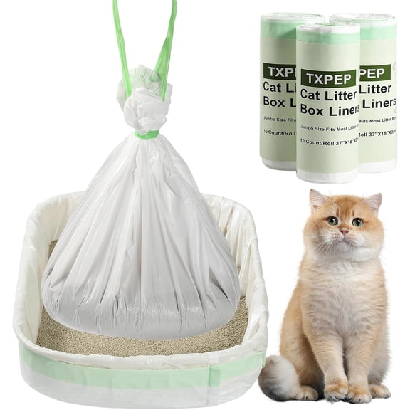 30 Litter Box Liners Jumbo 3MIL Thicken Cat Litter Bags Tear Resistant Litter Liners Heavy Duty Cat Pan Liners Extra Large Kitty Litter Box Bag Disposable Cat Supplies for Easy Cleanup 37" x 18"