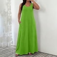 thumbnail image 6 of NTACZA Shift Summer Dresses for Women 2026 Plus Size Solid Maxi Crew Neck Loose Green, 6 of 6
