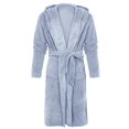 thumbnail image 3 of Winter Plush Long Shawl Collar Bathrobe Soft Home Wear Cozy Long Sleeve Robe, 3 of 8