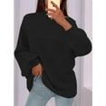 thumbnail image 5 of Women'S Fall Oversized Sweaters Chunky Knit Mock Neck Long Sleeve Casual Trendy Pullover Winter Clothes Black S, 5 of 7