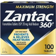 Angle View: Zantac 360 Maximum Strength Tablets, 100 Count, Heartburn Prevention and Relief, 20 mg