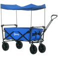 thumbnail image 1 of Outsunny Collapsible Wagon Cart with Removable Canopy and Carrying Bag, Dark Blue, 1 of 10