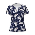 thumbnail image 3 of Naloa Angry Shark Print T-Shirts Short Sleeve V Neck Tees for Women Fashion Tops Trendy Lightweight Soft Casual Summer Outfits Clothes, 3 of 5