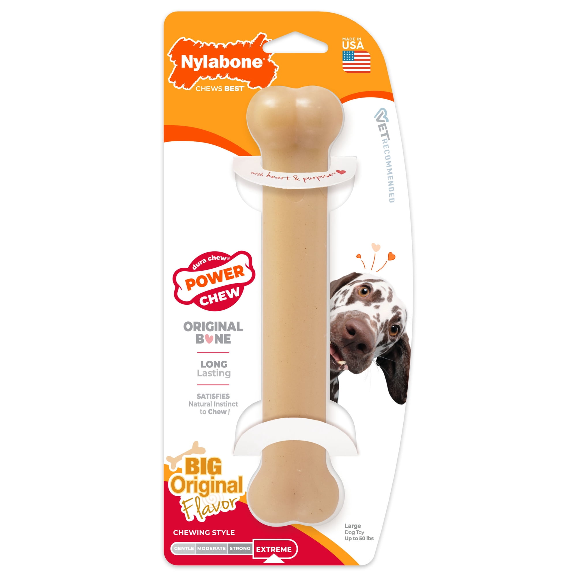 Nylabone Power Chew Original Bone Dog Toy, Dog Chew Toy, Original Flavor, Large, 1 Count