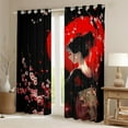 thumbnail image 2 of Manfei Chic Geisha Blackout Curtains Set of 2 (52x84 Each), Anime Girl Window Curtains, Japanese Cherry Blossoms Curtains and Drapes, Black Red Luxury Home Decor, 2 of 5