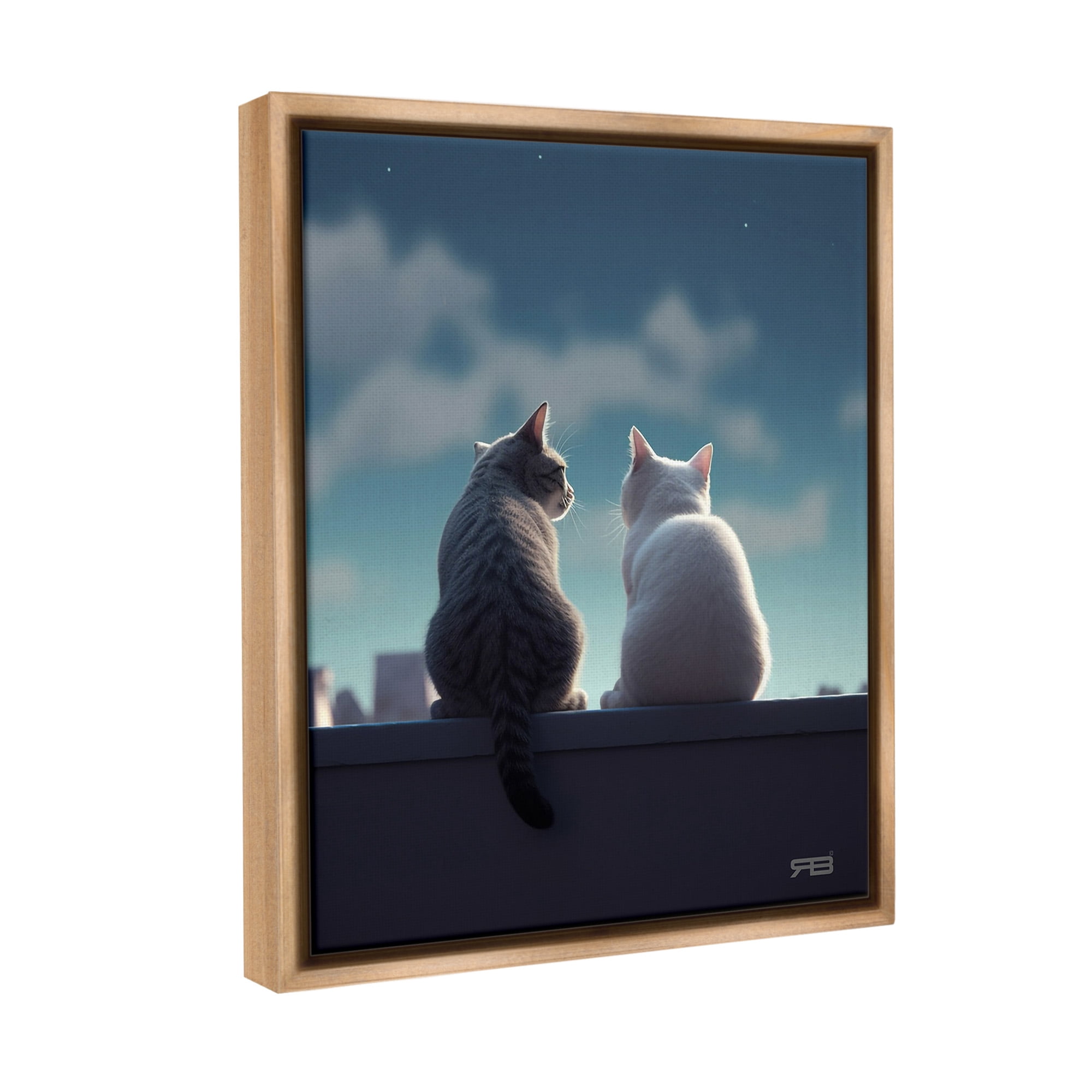 Stupell Industries Gazing Cat Pair Animals & Insects Painting Brown Floater Framed Canvas Art Print Wall Art, 25 x 31