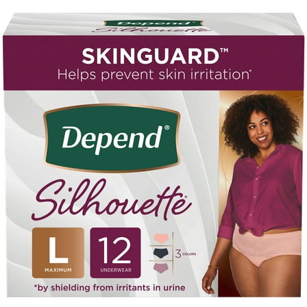 Depend Silhouette Incontinence Underwear, Maximum Absorbency, LG, 12ct