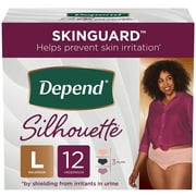 Depend Silhouette Adult Incontinence Underwear for Women, L, Black, Pink & Berry, 12Ct