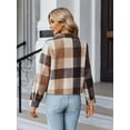thumbnail image 5 of Weardear Women's Cropped Casual Jacket Flannel Fall Outwear Jacket Plaid Button Down Coat, 5 of 5