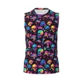 thumbnail image 4 of Yiaed colorful mushroom Skull Print Men's Singlet Vests Summer Running Muscle Tank Tops Gym Undershirt Round Neck Sleeveless for man, 4 of 5