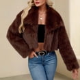 thumbnail image 2 of Womens Winter Faux Fur Coats Fleece Cropped Jacket Lapel Open Front Long Sleeve Shaggy Warm Outerwear Fall Clothes, 2 of 7