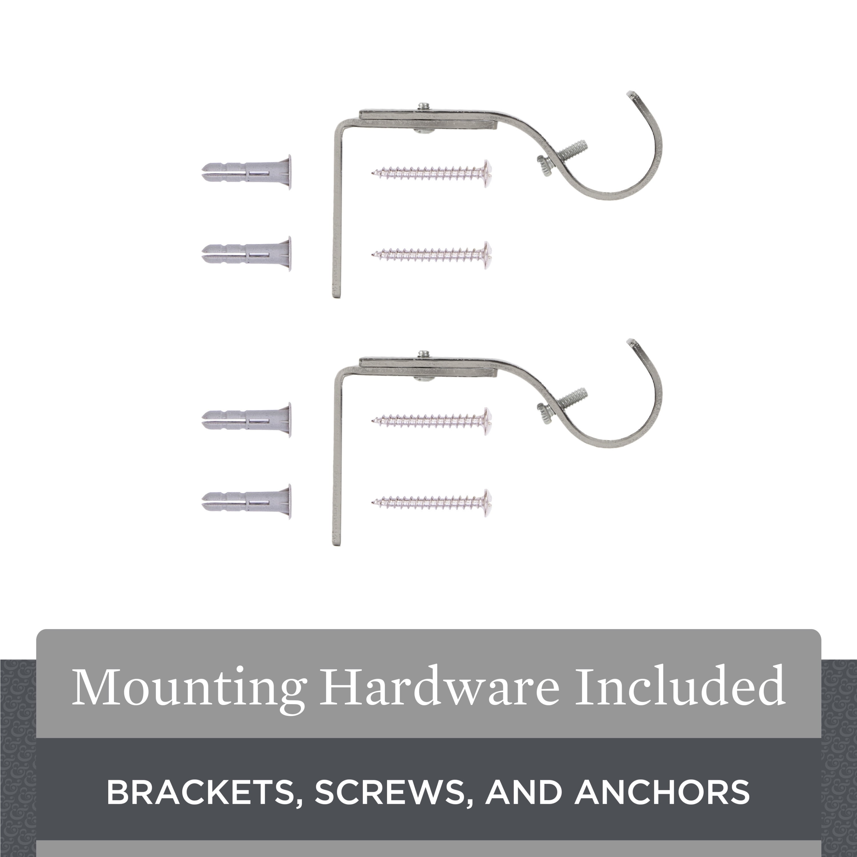 Better Homes & Gardens Plated Metal Adjustable Curtain Rod Brackets in Brushed Nickel, 3/4 to 1 Inch Diameter