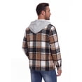 thumbnail image 2 of GIRUNS Men's Plaid Flannel Zip Up Hoodie Jacket Lightweight Casual Shirt Jacket Outerwear Coat Camel BN Dark Coffee 2XL, 2 of 6