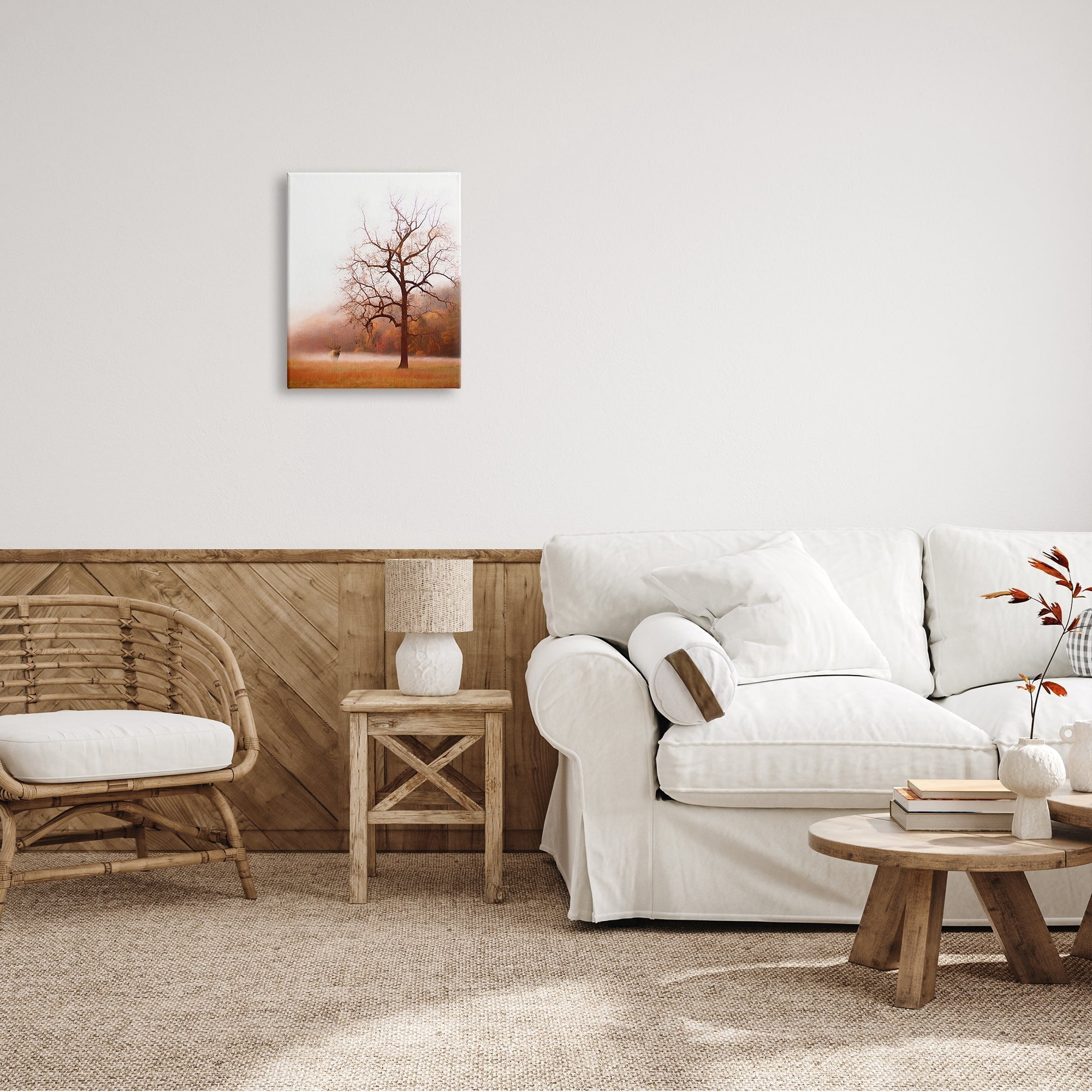 Stupell Industries Autumn Meadow Wilderness Landscape Moose Elk Red Orange, 30 x 40,Design by PHBurchett