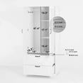 thumbnail image 5 of 72" Tall 2 Doors Armoire Wardrobe Closet with 2 Drawers and Mirror, Multifunctional Wooden Wardrobe Storage Cabinet with Induction Light for Bedroom,White, 5 of 8