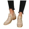 thumbnail image 6 of Mostsola Chelsea Cowboy Boots for Women Square Toe Western Boots Embroidery Casual Ankle Boots, 6 of 8