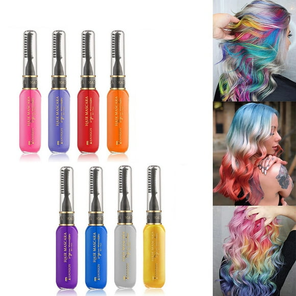 Peine de tiza para el cabello de 8 colores, tinte temporal para niñas y mujeres, no tóxico y lavable, ideal para carnaval, cosplay, fiestas, Navidad, Halloween y cumpleaños.