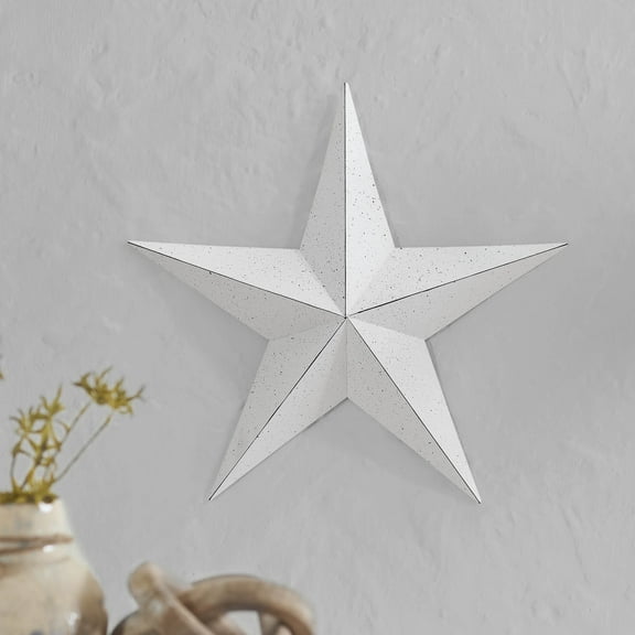 VHC Brands Patriotic Metal Star Speckled Distressed 18x18, Independence Day Decor, Decorative Wall Hanging, Rustic Farmhouse Decorations, Bright White, Black