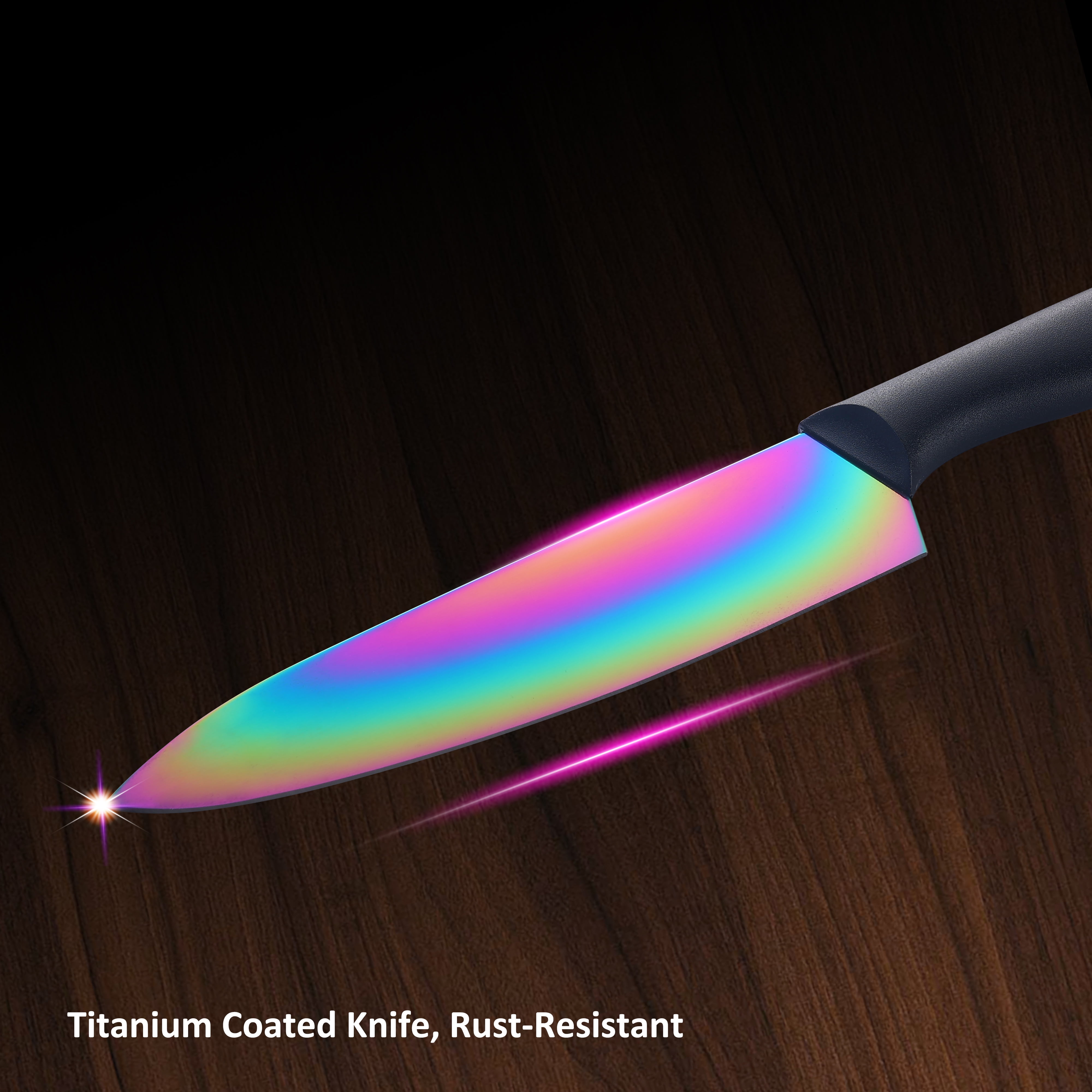 Dishwasher Safe Rainbow Titanium Cutlery Knife Set, Marco Almond Kya27 Kitchen 