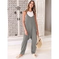 thumbnail image 3 of Women Casual Summer Overalls Sleeveless Spaghetti Strap Romper Jumpsuits Trendy Beach Vacation Outfits Dark Gray L, 3 of 6
