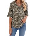 thumbnail image 3 of UVN Tunic Blouses for Womens Floral Print Tops Summer V-Neck 3/4 Ruffle Sleeve Blouse, 3 of 6