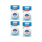 4 Pack Oral B Essential Dental Floss Waxed Mint Flavour 50m/54yd Each