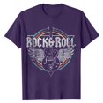 thumbnail image 3 of Puliio Mens Tshirts Rock Print Crew Neck Short Sleeve T-Shirt Summer Fall Loose Casual Daily Tee Tops（Dark Purple,2XL), 3 of 3