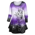thumbnail image 1 of Camiseta de Talla Extra con Estampado Floral de Color Degradado Rosegal  Mangas largas de talla grande, 1 of 5