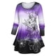 thumbnail image 1 of Camiseta de Talla Extra con Estampado Floral de Color Degradado Rosegal  Mangas largas de talla grande, 1 of 5