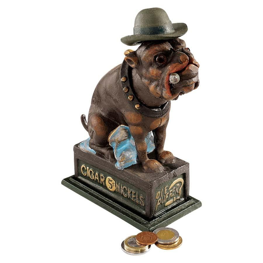 8.5" Antique Replica English Bulldog Authentic Foundry Cast Iron Mechanical Bank