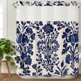 thumbnail image 3 of Blue Spring Floral No Hook Shower Curtain Waterproof, Bathroom Curtains with Snap in Liners and See Through Top Window, Summer Botanical Farmhouse Rustic Hotel Style Bathtub Curtains Shower 72"Wx72"L, 3 of 8