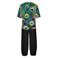 thumbnail image 5 of Nrmvnmi Women's Summer 2 Piece Outfits Casual Floral Prints Short Sleeve Pajama Tops Wide Leg Pants Lounge Sets Tracksuits Mothers Day Gifts, 5 of 5