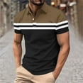 thumbnail image 2 of FRSASU Mens T-Shirts Short Sleeve Button Casual Stylish Basic Tees Work Striped Shirts Henley Summer Lightweight Stretch Top Coffee, 2 of 5