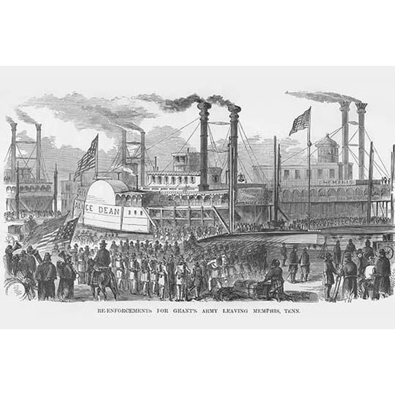 Reinforcements for Grant's Army Leaving Memphis, Tennessee-Fine Art Canvas Print (20" x 30")