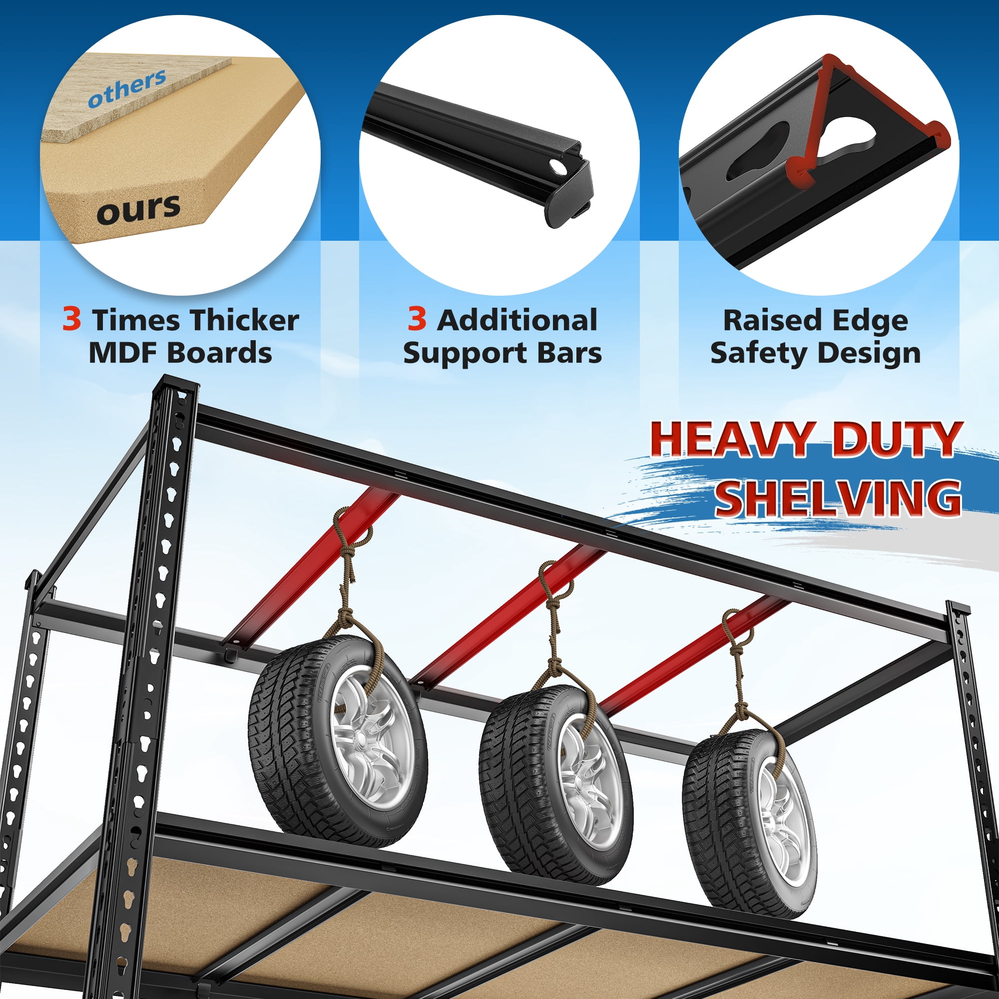 REIBII 55"W x 24" D x 60" H 4-Tier Garage Storage Shelves Rack Heavy Duty Industrial Shelving Units