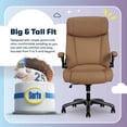 thumbnail image 4 of Serta® Torrington Big & Tall Office Chair, with Flip-Up Padded Armrests, Ultra-Comfortable ComfortCoils™ Seat Cushion Technology, Modern Executive Premium PU Desk Chair, Tan, 4 of 16