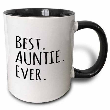 3dRose Best Auntie Ever - Family gifts for relatives and honorary Aunts and Great Aunts - black text, Two Tone Black Mug, (Best Small Gifts For Women)