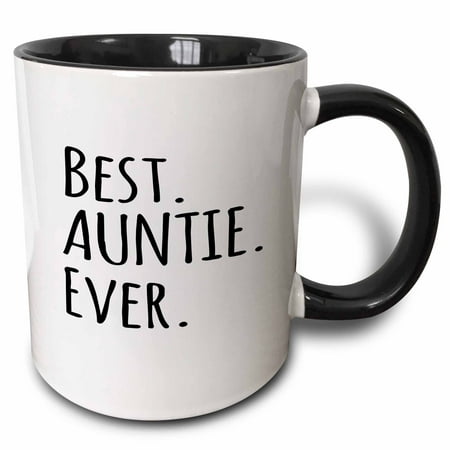 Great Gifts Under 25 3dRose Best Auntie Ever - Family gifts for relatives and honorary Aunts and Great Aunts - black text, Two Tone Black Mug, 11oz ()