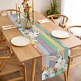 thumbnail image 3 of Easter Bunny Table Runner - 60 Inch Long, Kitchen Dining Table Runner Dresser Scarves, Farmhouse Colorful Eggs Tulip Wooden Grain Farmhouse Decor for Coffee Tables Wedding Party Banquet, 3 of 8
