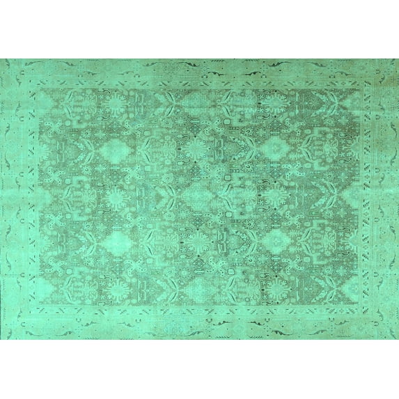 Ahgly Company Machine Washable Indoor Rectangle Persian Turquoise Blue Traditional Area Rugs, 4' x 6'