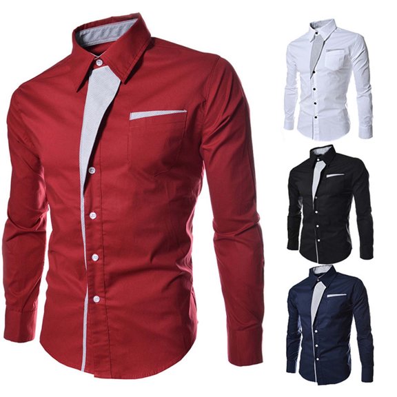 Hinvhai Men's Hipster Mandarin Collar Long Sleeve Button Up Oxford Shirts with Chest Pocket White 10(XL)