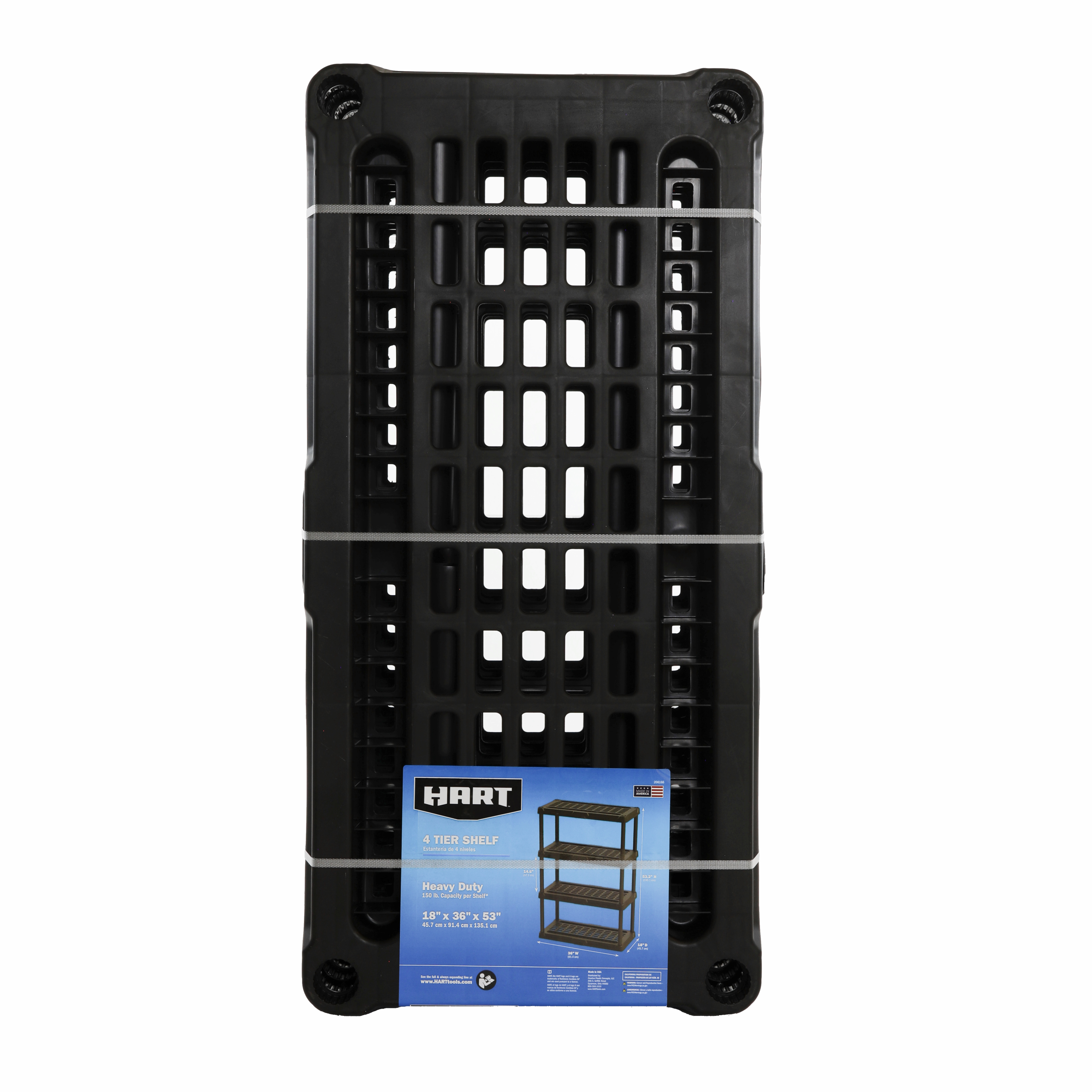 Hart 4-Tier Plastic Shelving Unit, 53" H, Black photo 8