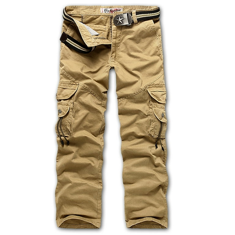EQWLJWE Men's Relaxed Fit Wild Cargo Pants, Cotton Multi Pockets