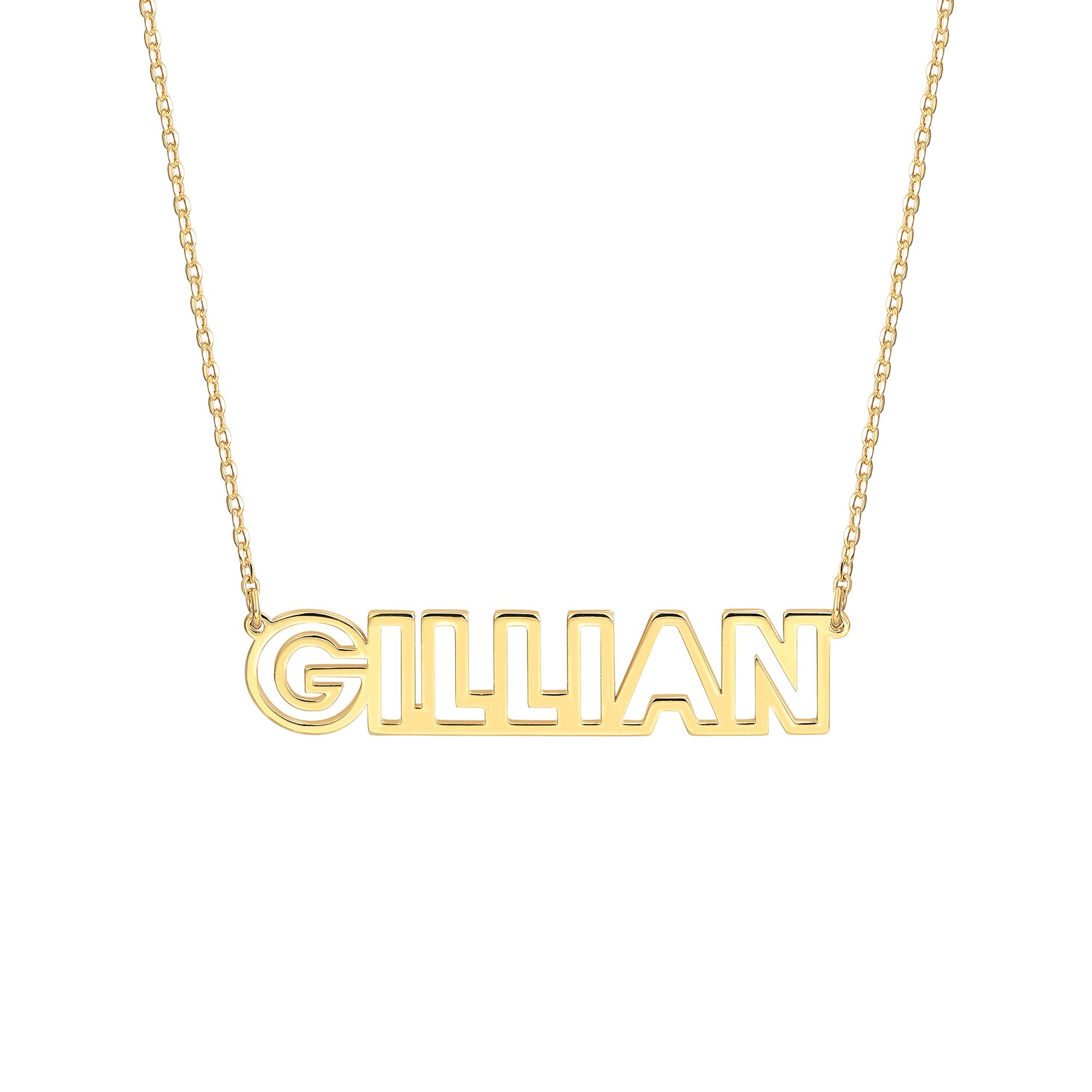 Personalized Planet Women's Sterling Silver Open Uppercase Name Necklace
