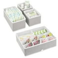 thumbnail image 6 of mDesign Fabric Nursery Divided Drawer Storage Bin, 2 Pack, Light Gray/White, 6 of 8
