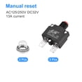 thumbnail image 3 of Unique Bargains Circuit Overload Protector 13A AC125/250V DC32V Push Button Thermal Circuit Breaker with Waterproof Caps 3pcs, 3 of 5