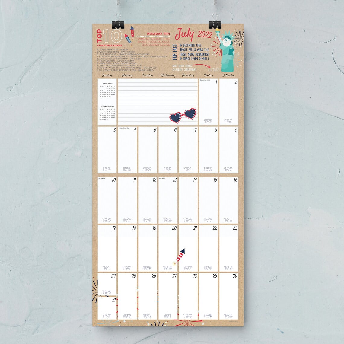 Organized Christmas Countdown 2022 2022 - 2023 Monthly Wall Calendar, 16 Month Large Grid,, Christmas Countdown  Theme, 12 X 12 In. - Walmart.com