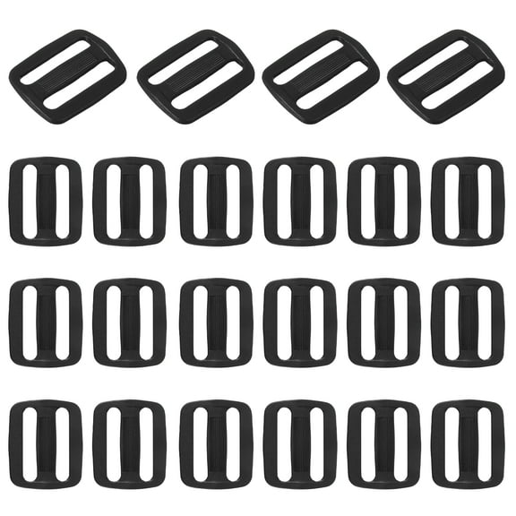 Uxcell 22 Pcs Black Plastic Tri-Glide Slider, 1-1/4 Inch Slide Clip, Adjustable Webbing Triglides Slider Buckle for Bags